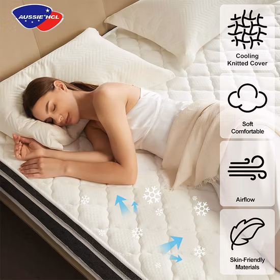 뜨거운 판매 호텔 럭셔리 고급 니트 직물 침실 가구 하이브리드 포켓 스프링 매트리스